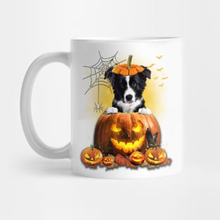 Border Collie Spooky Halloween Pumpkin Dog Head Mug